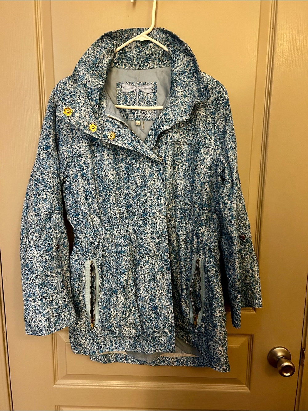 Tyler Boe Textured Blue Speckled Rain Jacket